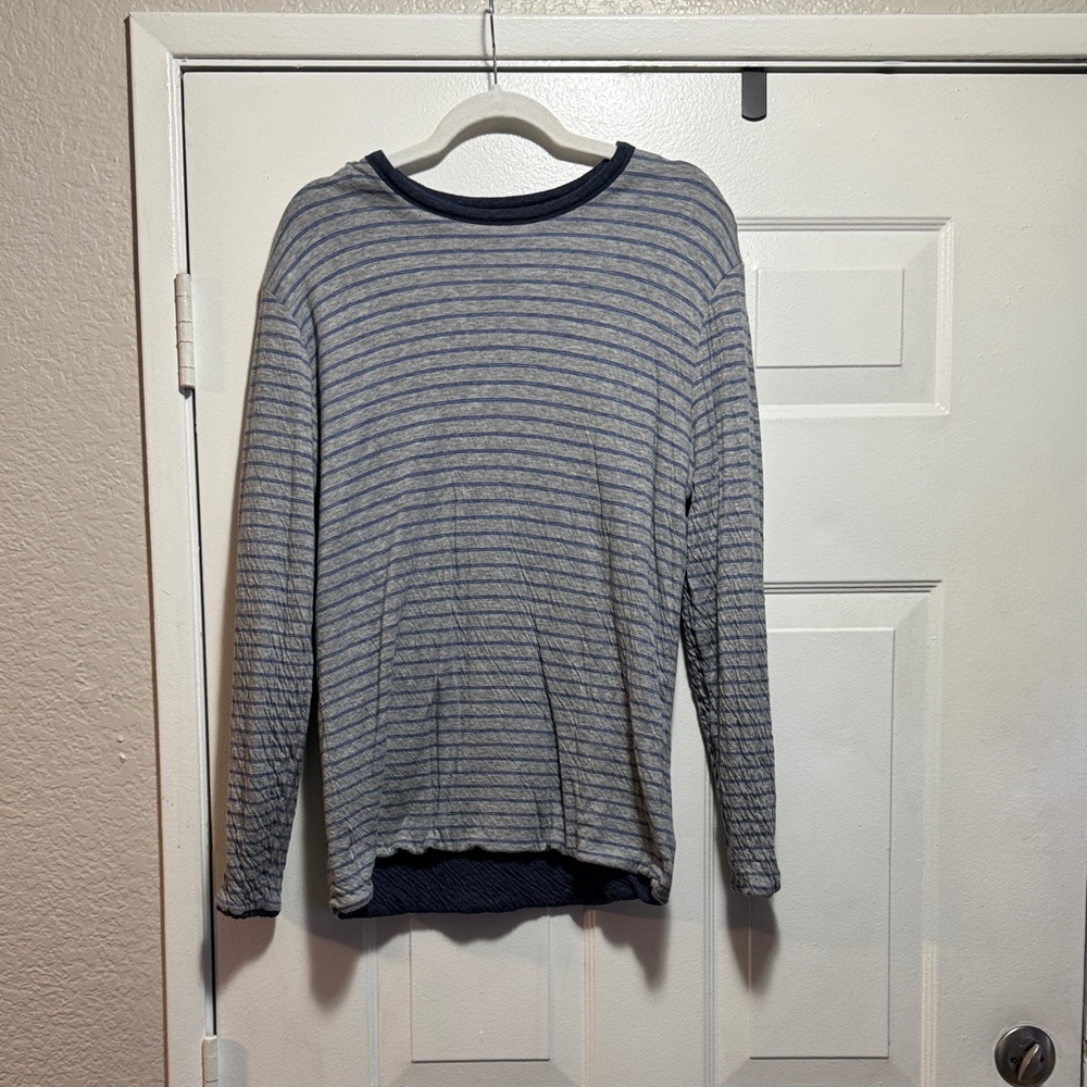 Faherty Gray and Blue Striped / Reversible Blue Sweatshirt